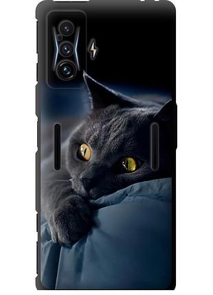 Чехол tpu на телефон xiaomi poco f4 gt дымчатый кот "825b-2958-58250"