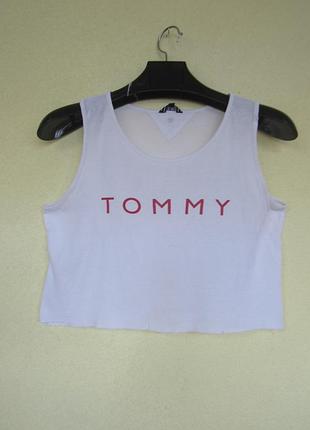 Женская укороченная майка топ в рубчик от tommy hilfiger