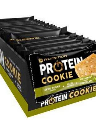 Блок протеинового печенья go on nutrition protein cookie фісташка білий шоколад 50 грам 18 шт