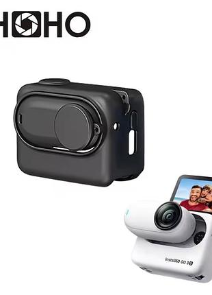 Силіконовий захисний чохол для insta360 go 3s - чохол з ремінцем та кришкою, чорний футляр для екшн-камери