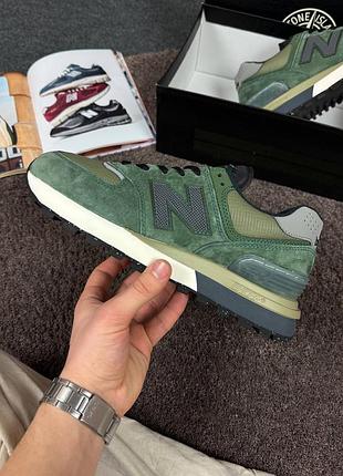 Кроссовки new balance 574 stone island dark green в коробке