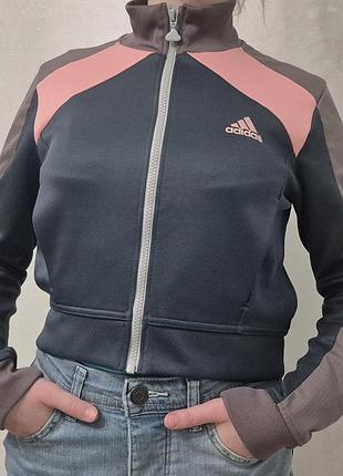Укороченная олимпийка adidas на девочку-подростка. оригинал (кроп-худи)