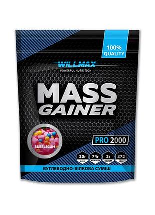 Гейнер willmax mass gainer pro 2000 г жувальна трояндина (бабл-гам) (3567379)