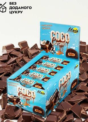 Блок батончиків fitwin coco caramel з начинкою шоколад 40 г по 20 шт (без цукру) (88804916)
