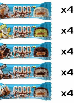 Блок батончиків fitwin coco caramel з начинкою, мікс смаків 40 г по 20 шт (без цукру) (88804432)