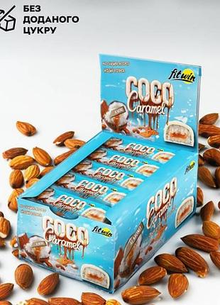 Блок батончиків fitwin coco caramel з начинкою, мигдаль 40 г по 20 шт (без цукру) (88804917)