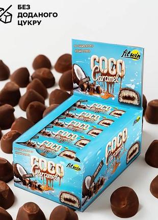 Блок батончиків fitwin coco caramel з начинкою, трюфель 40 г по 20 шт (без цукру) (88804942)