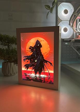 Акриловый led-светильник с 3d-эффектом самурай-воин - led-картина с подсветкой samurai warrior белый