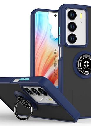 Чехол fiji colorframe для realme c75 (rmx3941) матовый бампер с кольцом подставкой dark blue