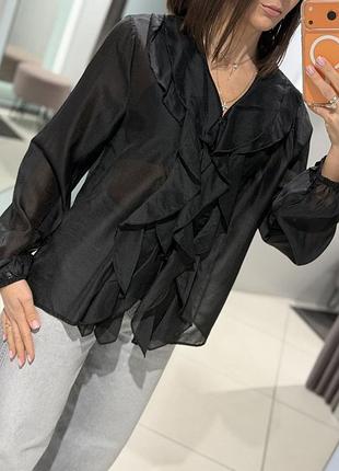Шовкова блуза сорочка з воланами