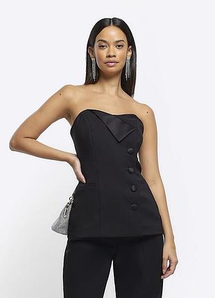 Жилет корсет жіночий river island 10/36 чорний топ корсет