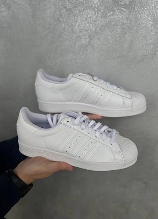 Кроссовки мужские adidas superstar белые, 42 размер, кожаные