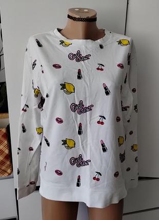 Свитшот, трикотажная кофточка с рисунком 🍒🍋💄👄