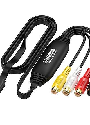 Відеоконвертер av rca на usb, карта відеозахоплення аналогового відео в 1080p для пк/ноутбука hw-1406