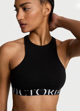 Женский бралет от victoria’s secret cotton exploded logo unlined high-ck bralette black
