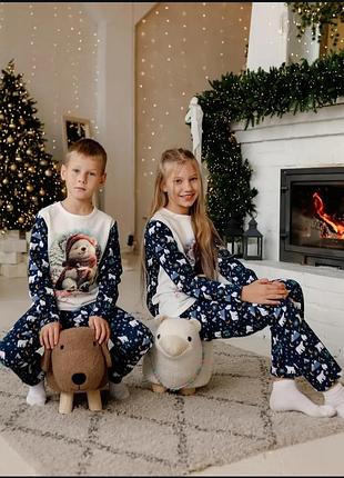 Піжама новорічна дитяча family look 98-170 см 170