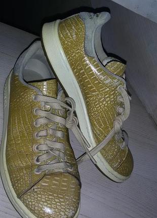 Adidas stan smith - кожаные женские сникерсы, коричнево-бежевые р. 38,5(25 см)