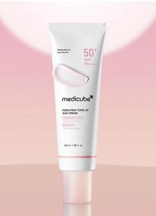 Medicube сонцезахисний тонуючий крем з полінуклеотидами pdrn pink tone up sun cream spf50+ pa++++, 50 ml