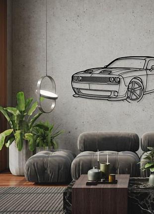 Авто dodge challenger srt 2023, декор на стіну з металу 140см
