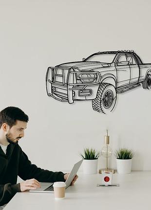 Авто ram 2500 angle silhouette, декор на стену из металла 140см