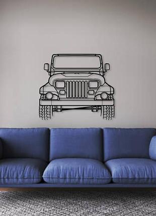 Авто jeep wrangler sahara 1988, декор на стіну з металу 100см