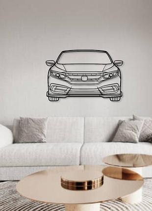 Авто honda civic 2016, декор на стену из металла 120см