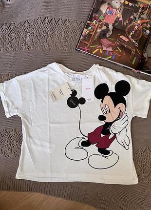 Футболка укорочена парна mango для дівчинки 7-8 років disney mickey mouse