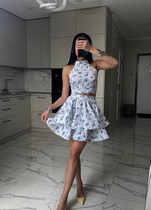 Костюм топ и двухслойная юбка