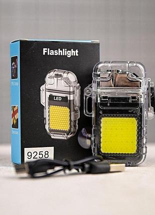 Електроімпульсна запальничка 9258 usb з ліхтариком ic227к пп8037
