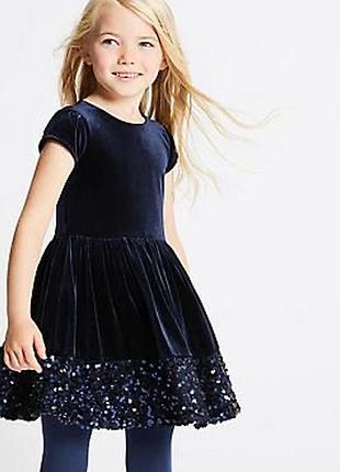 Сукня шикарна святкова велюрова з паєтками m&s