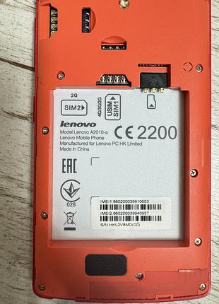 Телефон lenovo a2010-a 8