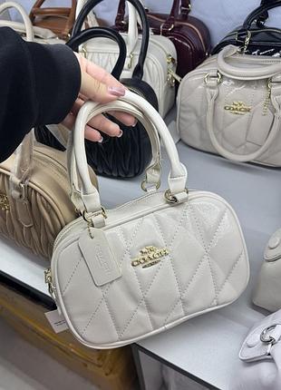 Жіноча сумка coach, сумка коач, сумка на плече, сумка через плече, крос-боді, сумка-бочечка білій