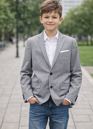 12-14 лет пиджак серый классический на мальчика-подростка h&m