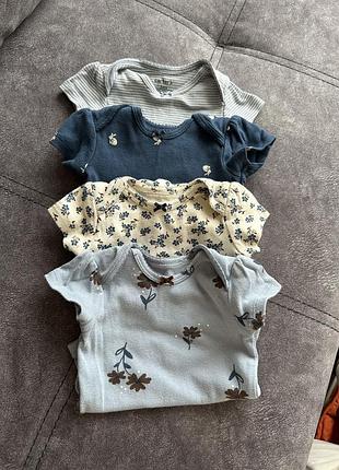 Набір боді для дівчинки carter’s , 4 шт , розмір 0-3 міс, літні