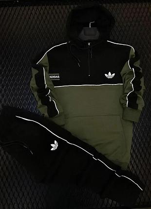 Спортивный костюм мужской adidas черный с хаки