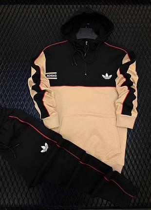Спортивный костюм мужской adidas черный с бежевым