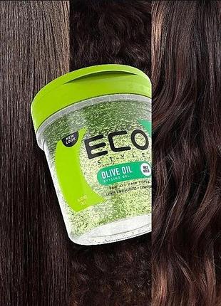 Гель для укладання волосся eco style olive oil 236 мл сильна фіксація блиск без спирту