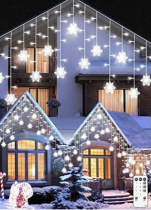 Вуличні різдвяні гірлянді icicle зі сніжинками