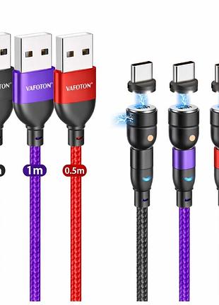Набор магнитных зарядных кабелей vafoton usb-c – 3 шт разной длины