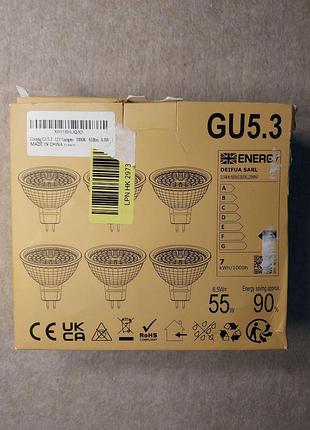 Светодиодная лампа gu5.3 mr16 6,5 вт,3000к