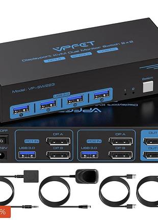 Перемикач displayport dual monitor kvm