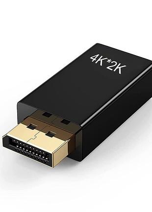Адаптер etzin displayport – hdmi, 4k | 3d позолочений конвертер dp – hdmi, чоловічий – жіночий