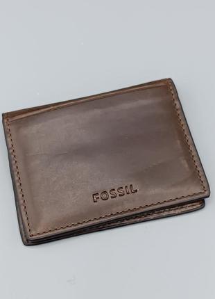 Новенький кожаный кошелек картхолдер fossil