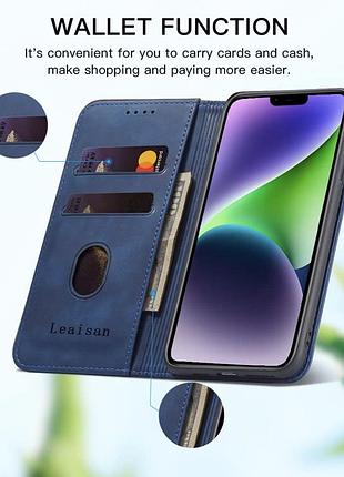 Кожаный чехол leaisan для iphone 14 plus 5
