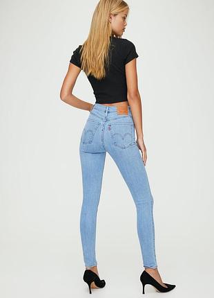 Джинсы levis идеальные голубые скинни, xxs, xs, высокая посадка, завышенная талия