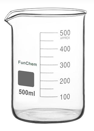 Лаболаторный стеклянный стакан funchem объёмом 500 мл