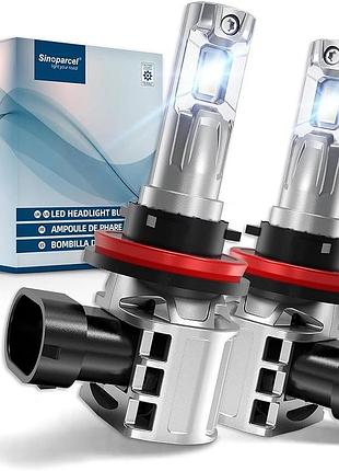 Led лампы sinoparcel h11/h8/h9, 20000lm, 6500k, белый свет, охлаждение вентилятором, комплект 2 шт