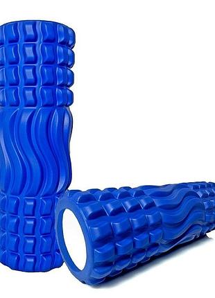 Ролик для массажа easyfit eva синий 33×11 см для массажа спины йоги и реабилитации (ef-3701-bl)
