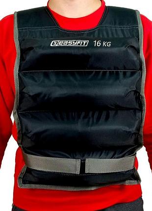 Утяжелители жилет easyfit ef-vst 16кг черный 36×122 см для функциональных тренировок и кроссфита
