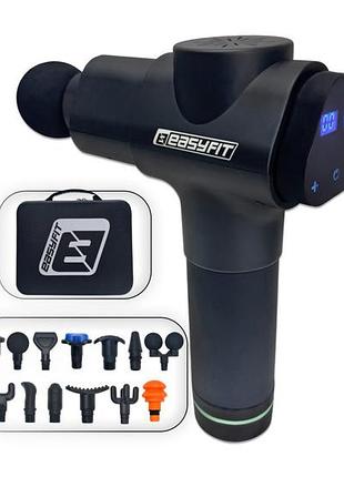 Масажний пістолет easyfit ultragun 13 насадок перкусійний вібромасажер для м’язів для спини, ніг і шиї